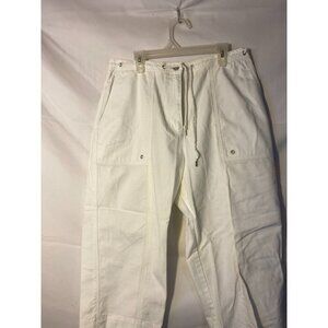 Ralph Lauren Petite Jeans White Cargo Capri Cropped New Womens 12P 12 petite